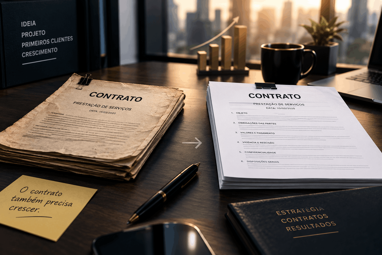 A sua empresa cresceu, os seus contratos cresceram junto, ou continuam do tamanho de quando tudo começou?